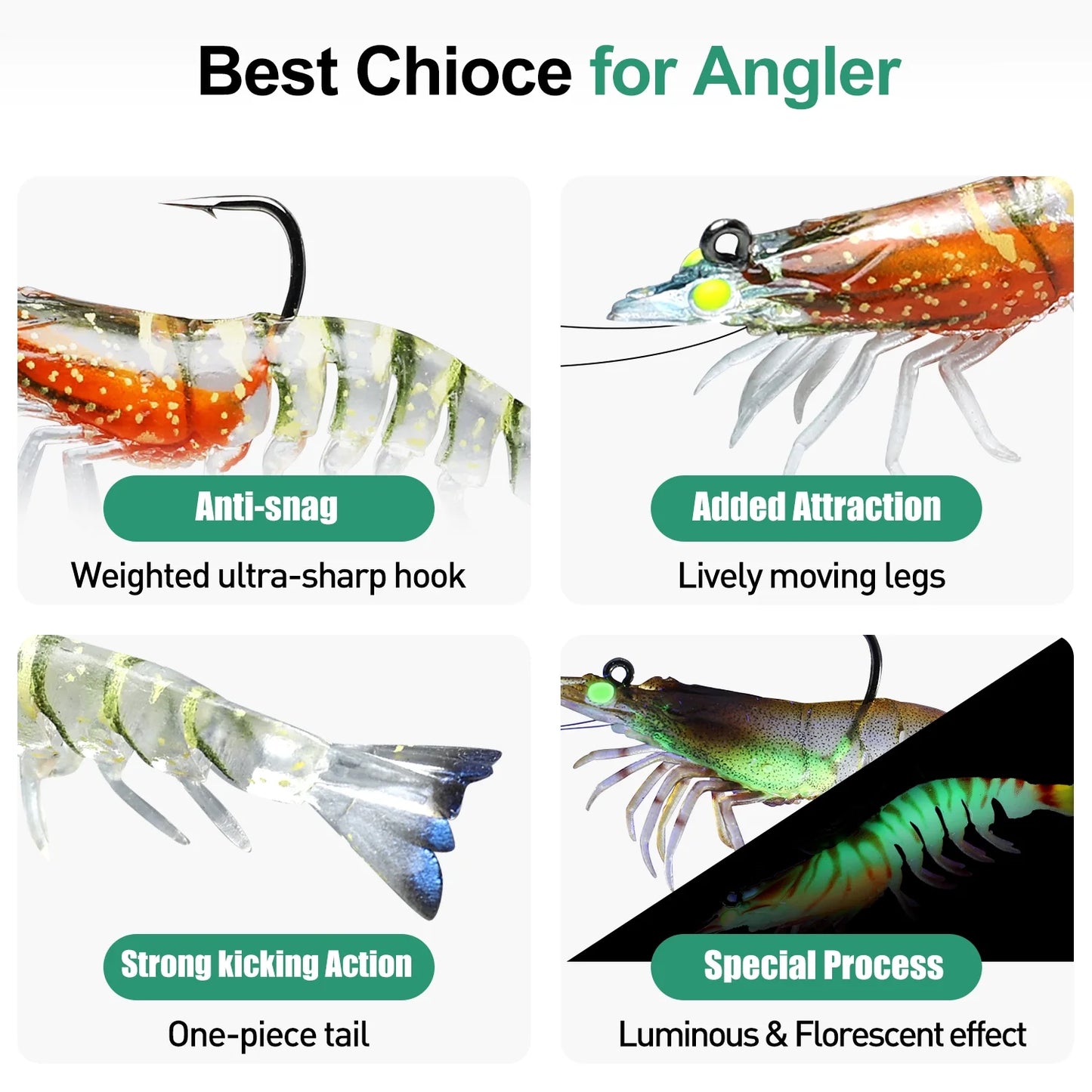 Pre-Rigged Soft Shrimp Lure
