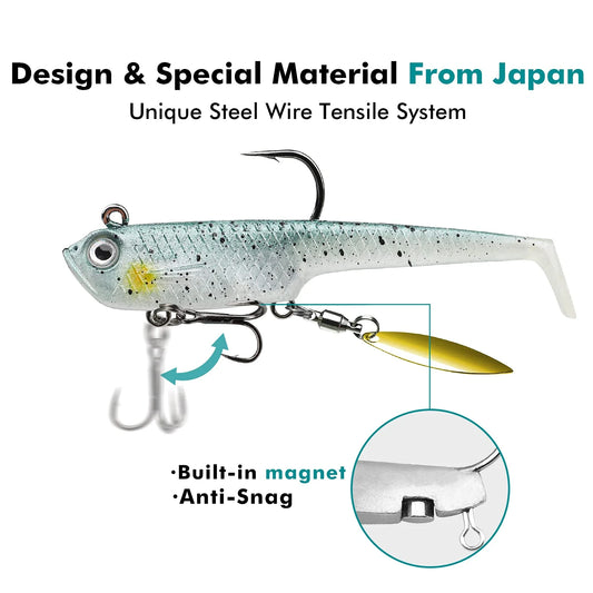 Tadpole Lure Paddle Tail with Spinner