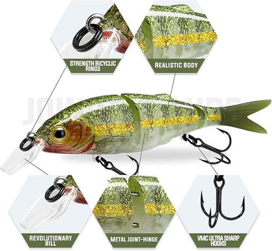 3 Segmented Fishing Lure Soft Tail Jointed Swimbait