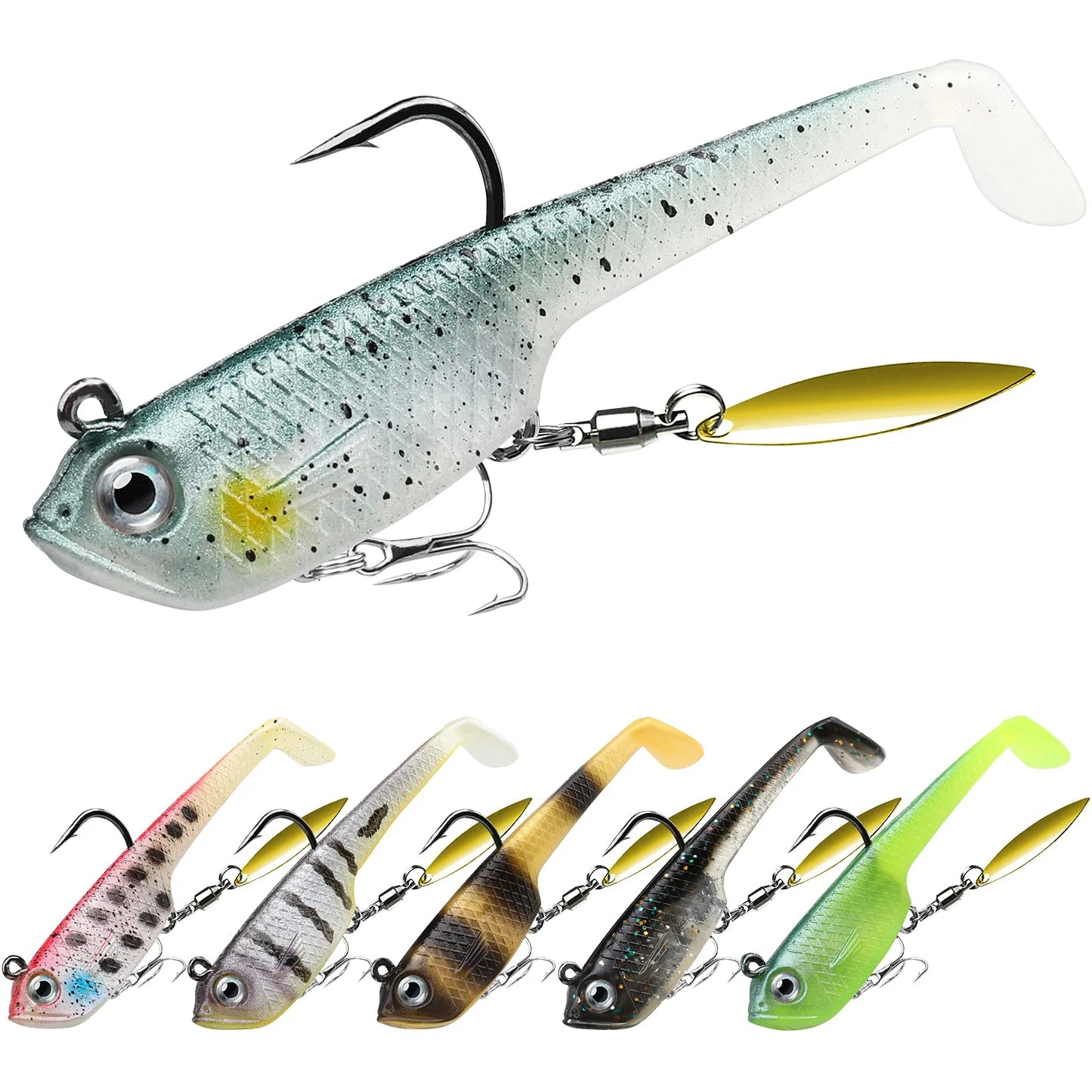 Tadpole Lure Paddle Tail with Spinner