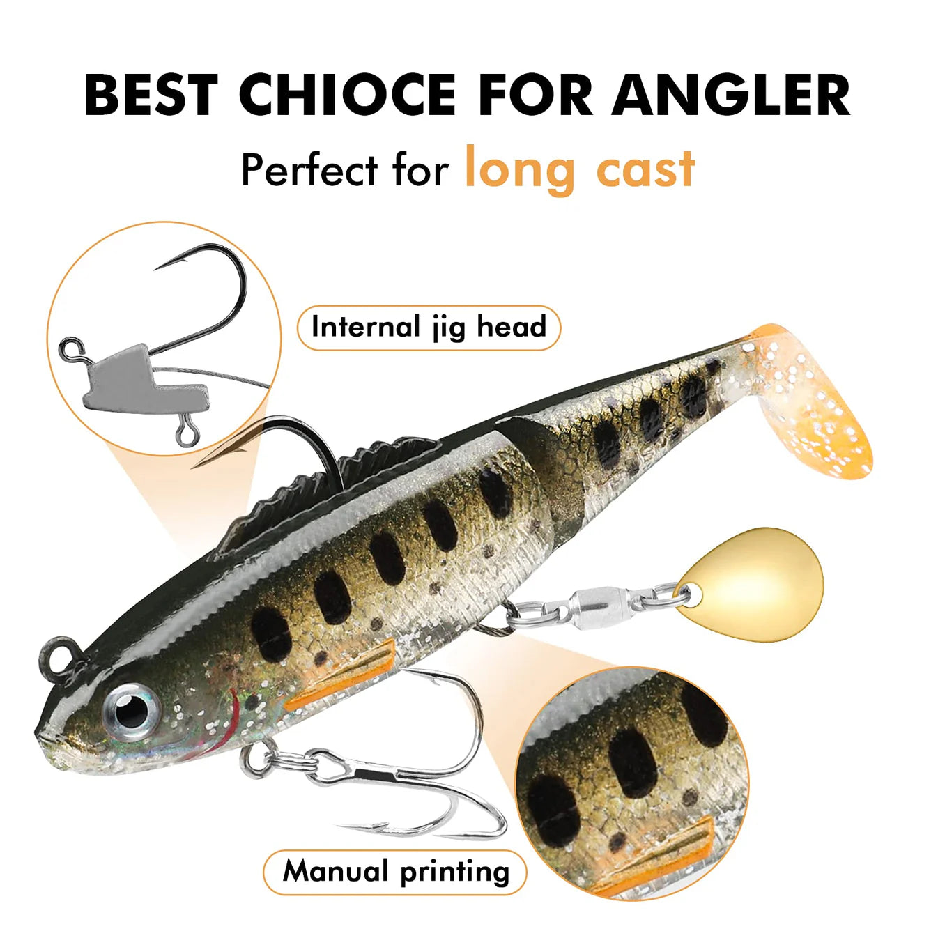 Soft Glide Bait Paddle Tail Swimbati with Spinner