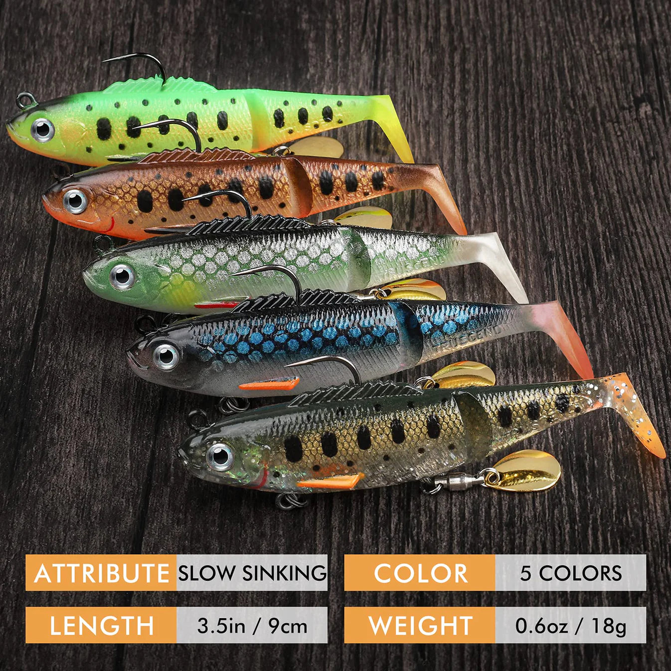 Soft Glide Bait Paddle Tail Swimbati with Spinner