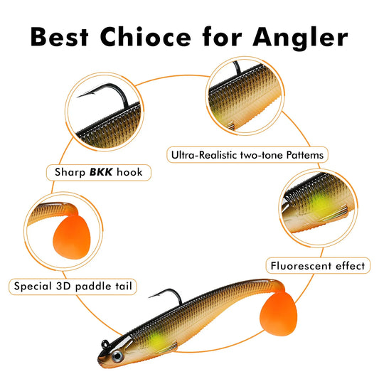 Pre-Rigged Paddle Tail Swimbait Shaking Shad