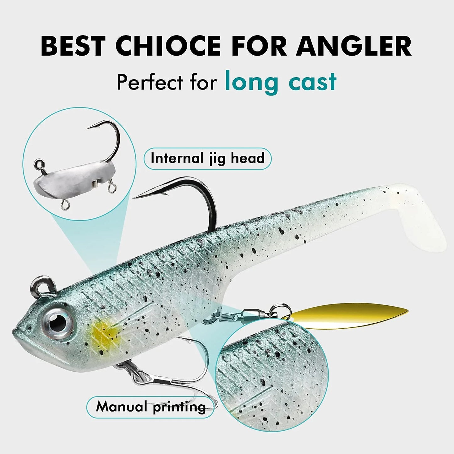 Tadpole Lure Paddle Tail with Spinner