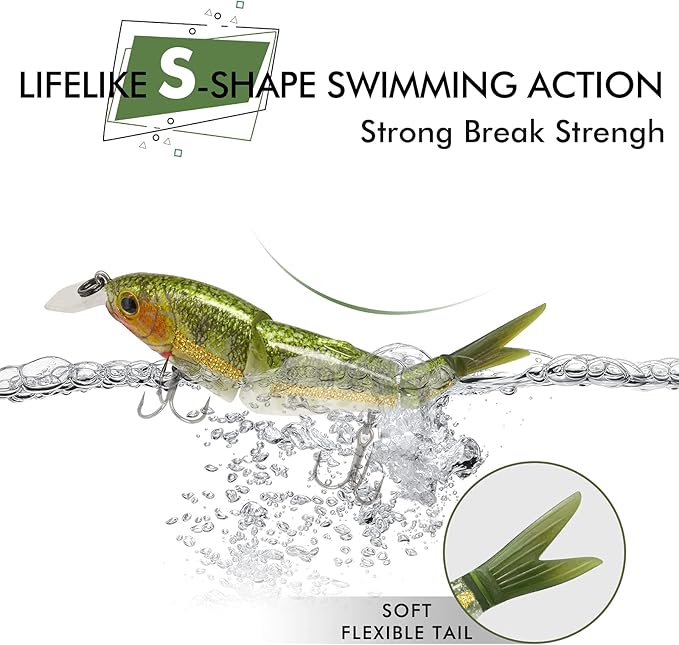3 Segmented Fishing Lure Soft Tail Jointed Swimbait