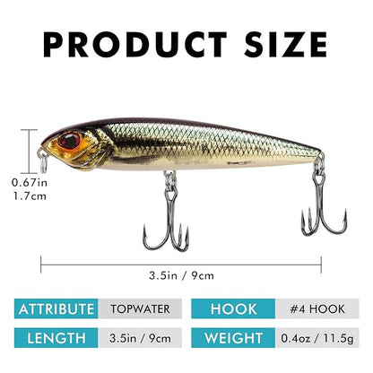 Topwater Recessed Pencil Lure