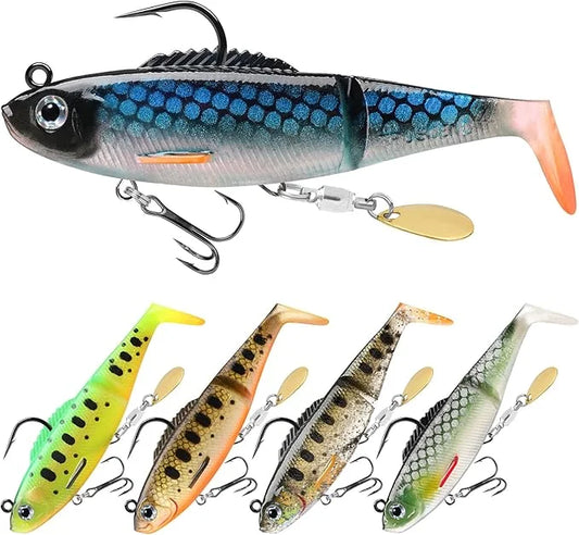 Soft Glide Bait Paddle Tail Swimbati with Spinner