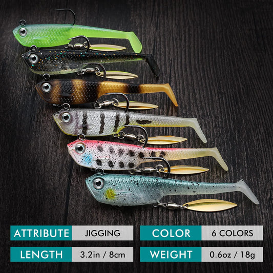 Tadpole Lure Paddle Tail with Spinner