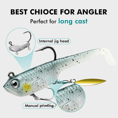 Tadpole Lure Paddle Tail with Spinner