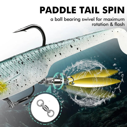 Tadpole Lure Paddle Tail with Spinner
